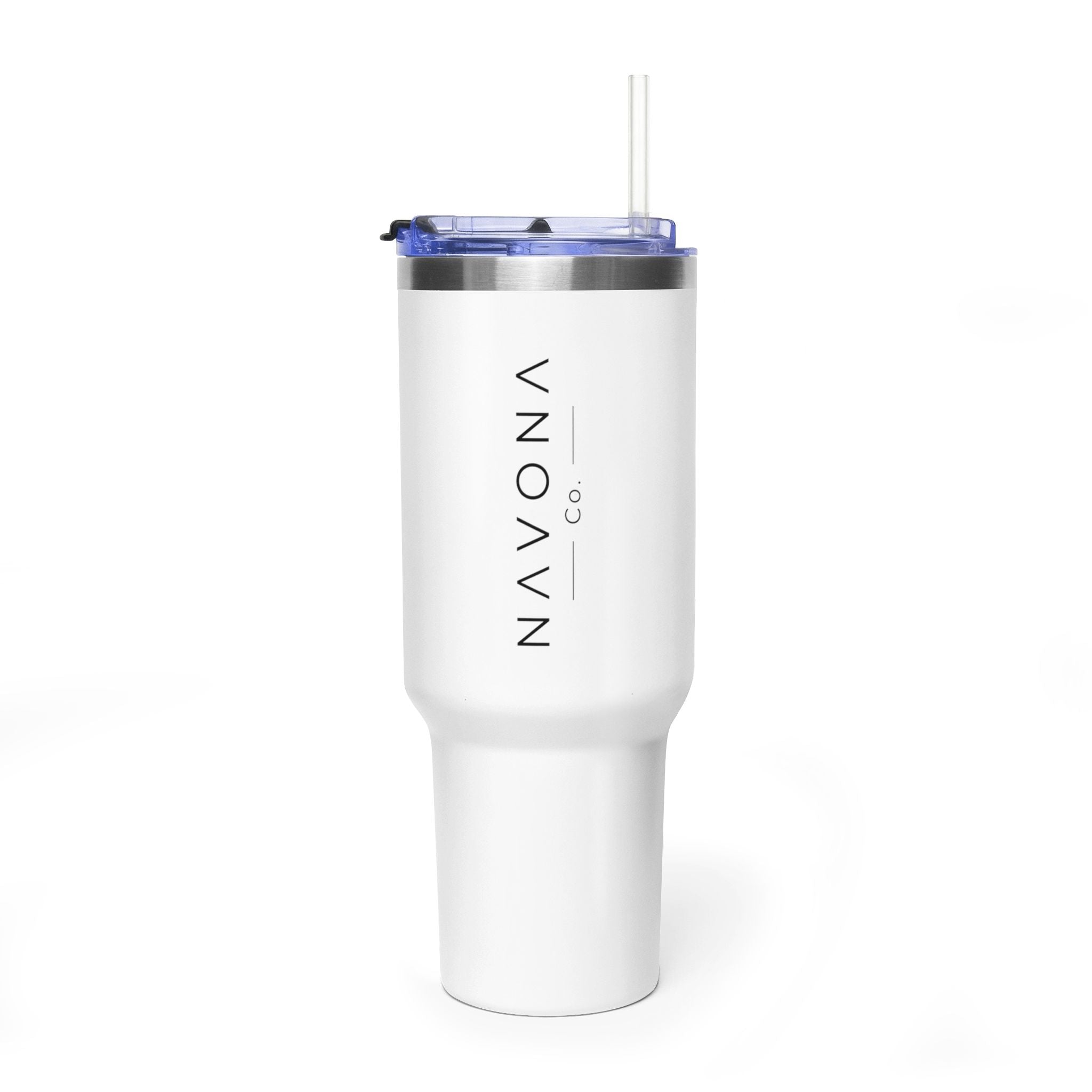 40oz Vacuum Thermal Tumbler – Insulated Travel Mug with Straw (NAVONA Co. Logo)